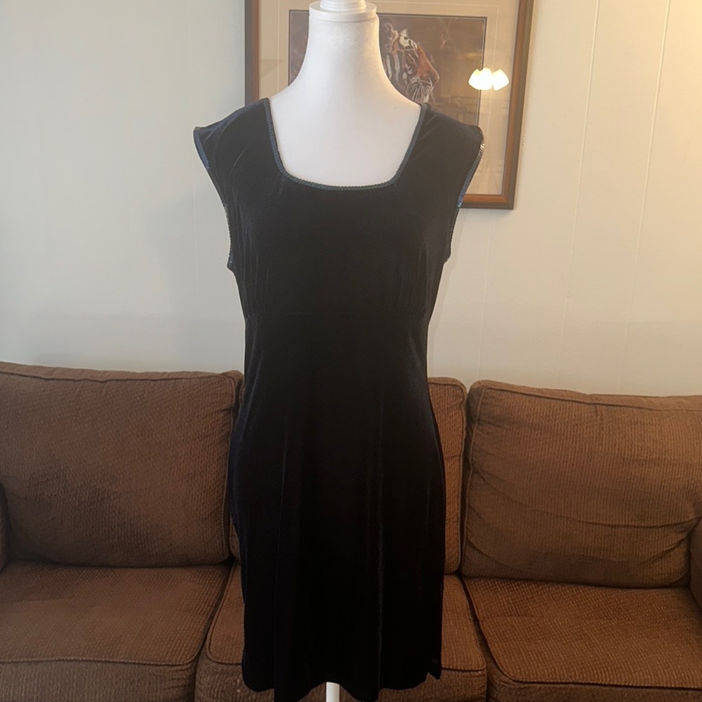 Blue Jody Sleeveless Velvety Mini Dress